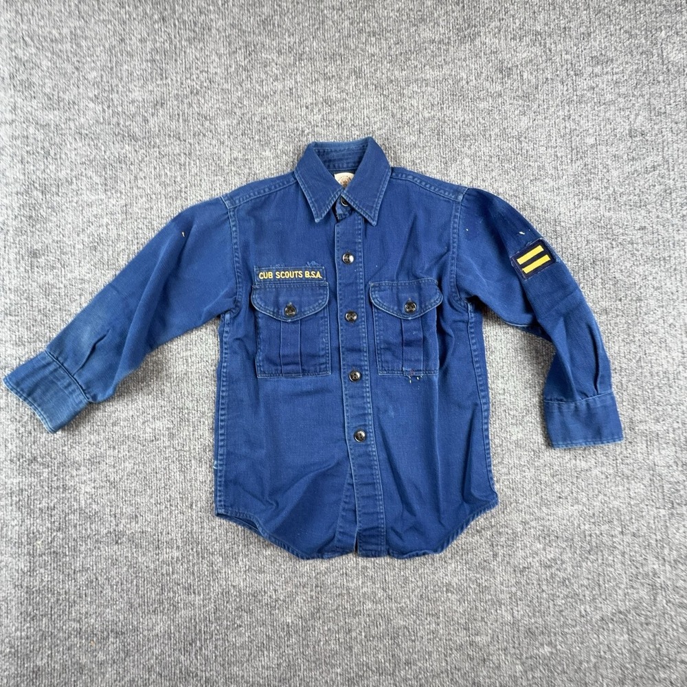 Vintage‎ Boy Scouts Of America Shirt Boys 8 Blue Cub Scouts Twill Uniform